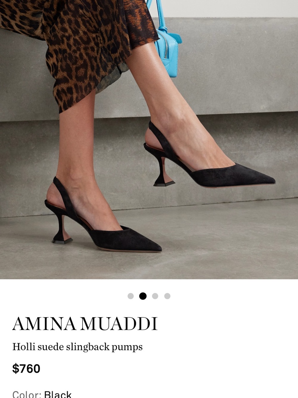 Amina Muaddi Holli 50 (2”) Black Suede Slingback Pumps (39)